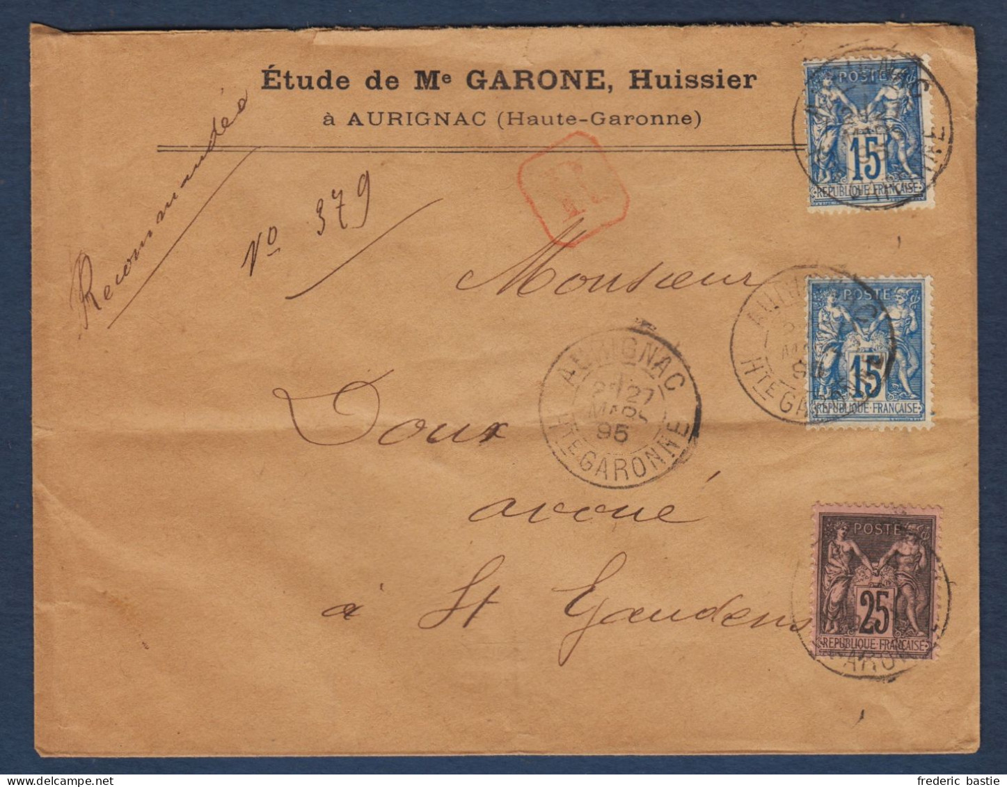 Haute Garonne - Enveloppe Recommandée De  AURIGNAC - 1877-1920: Semi-Moderne