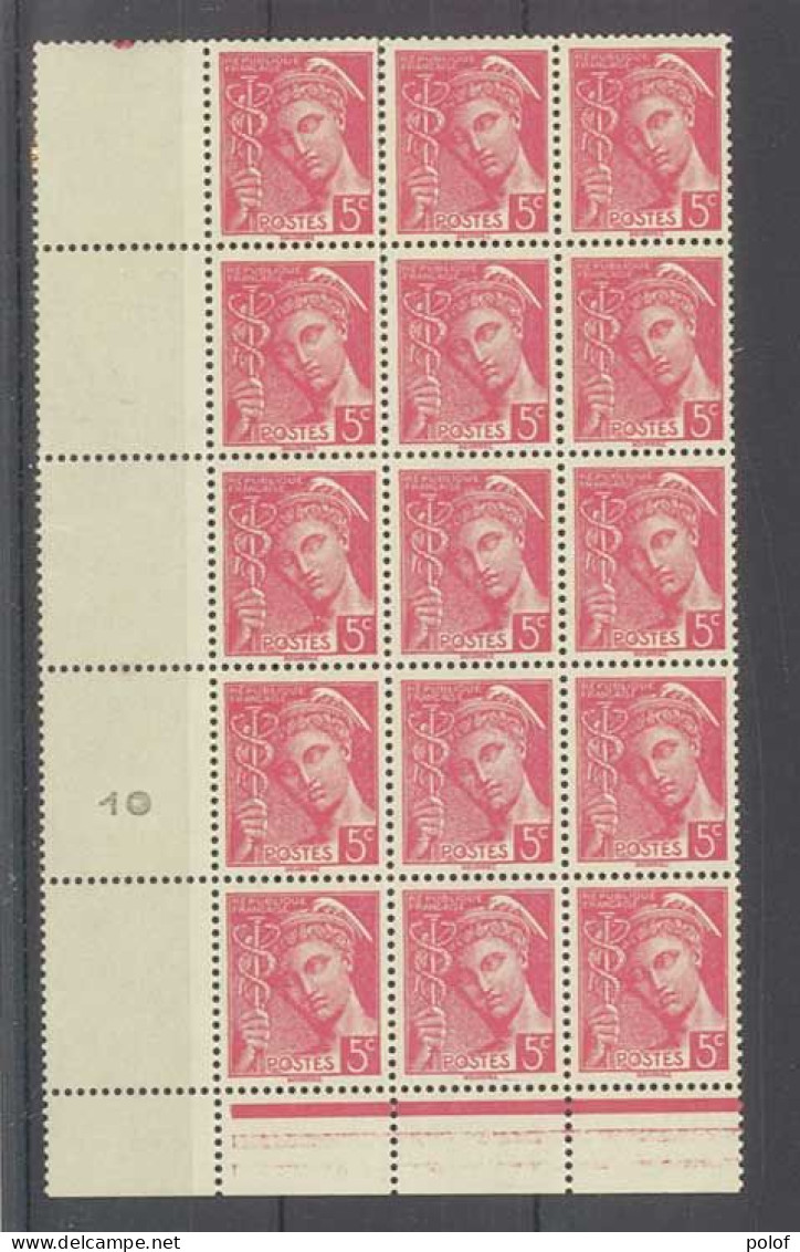 Yvert 406 - Type Mercure - Bloc De 15 Timbres Neufs Sans Traces De Charnières - Bord De Feuille - Millésime 10 - 1938-42 Mercure