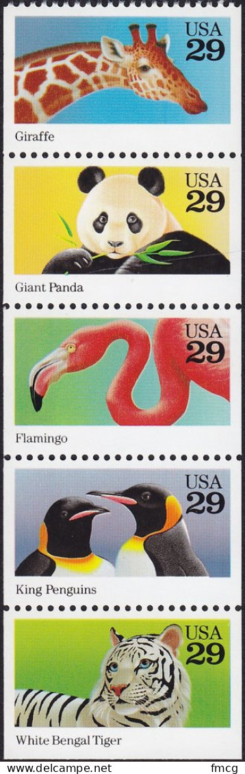 1992 29 Cents Wild Animals, Booklet Pane Of 5, MNH - Unused Stamps