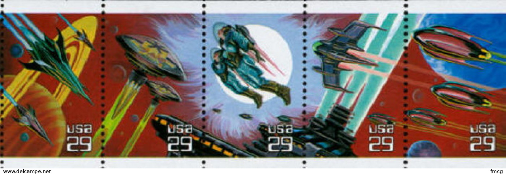 1993 29 Cents Space Fantasy, Booklet Pane Of 5, MNH - Unused Stamps
