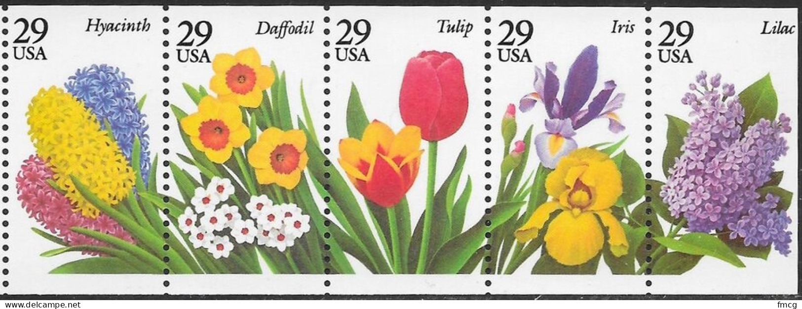 1993 29 Cents Garden Flowers, Booklet Pane Of 5, MNH - Unused Stamps