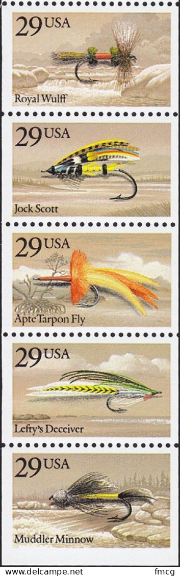 1991 29 Cents Fishing Flies, Booklet Pane Of 5, MNH - Ungebraucht
