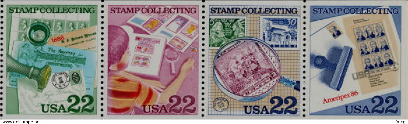 1986 22 Cents Stamp Collecting, Booklet Pane Of 4, MNH - Unused Stamps