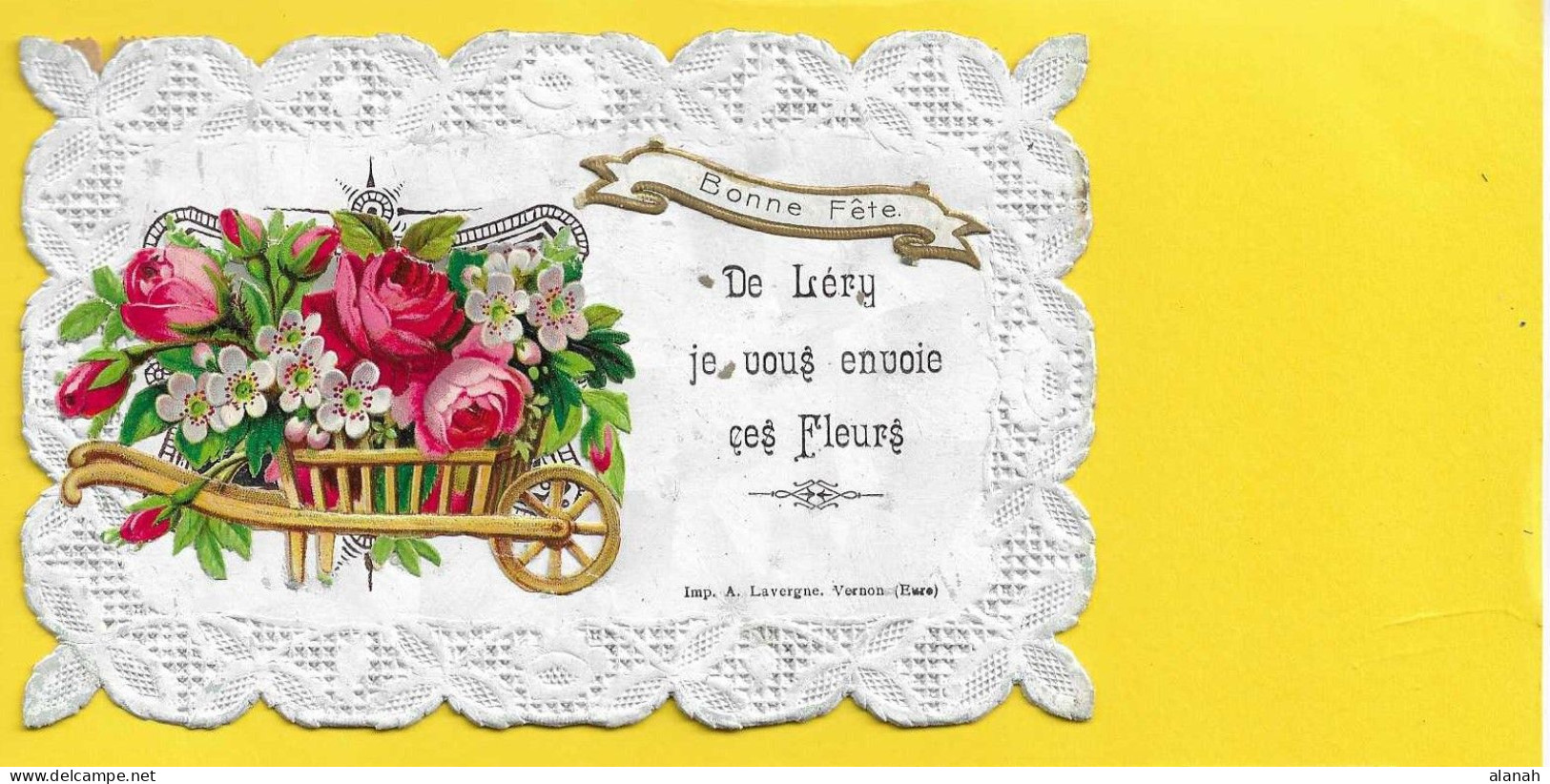 LERY Fantaisie Moiré Découpis Fleurs Bonne Fête (Lavergne) Eure (27) - Other & Unclassified