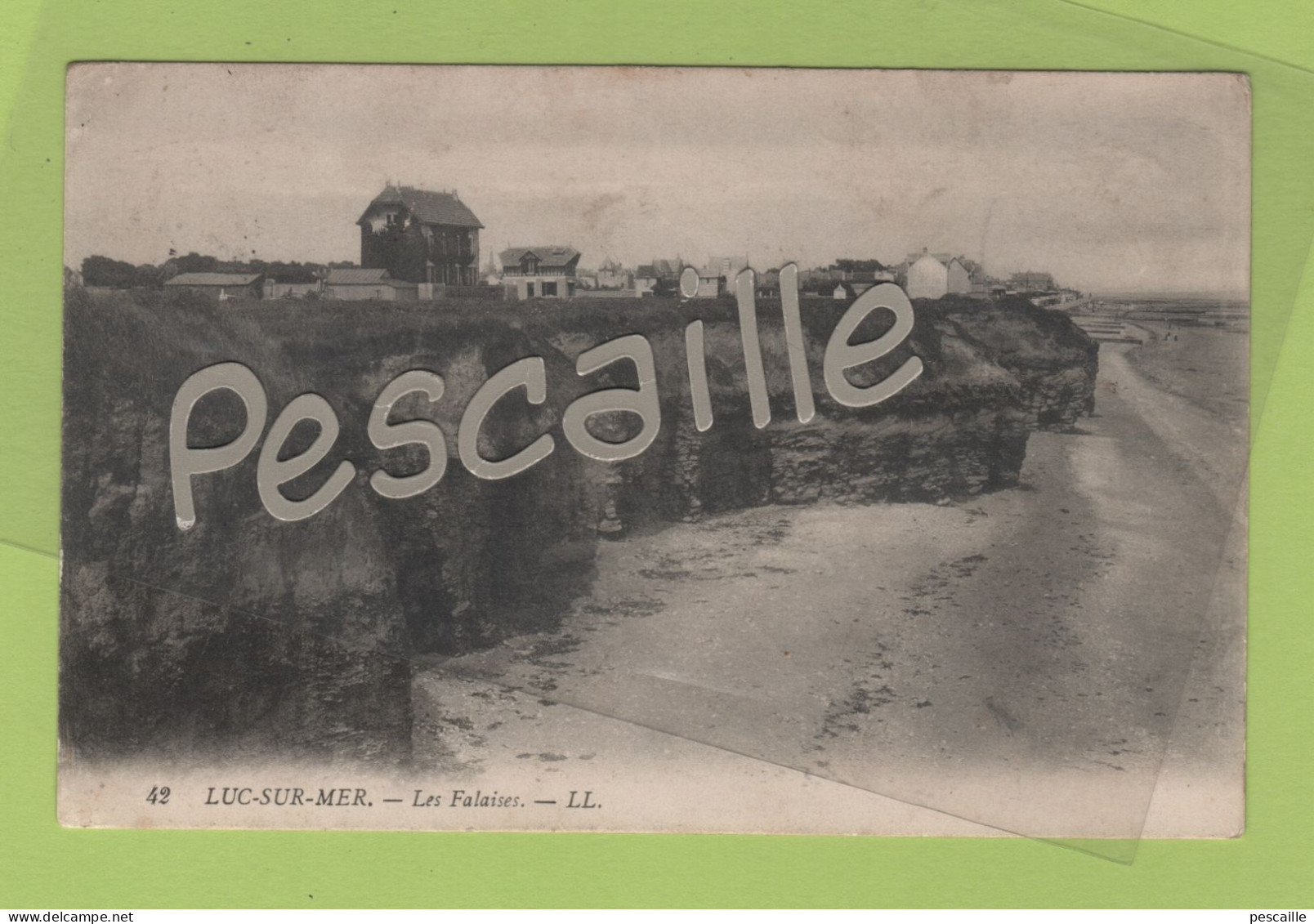 14 CALVADOS - CP LUC SUR MER - LES FALAISES - LL N° 42 - CIRCULEE TIMBRE TAXE EN 1908 - Luc Sur Mer