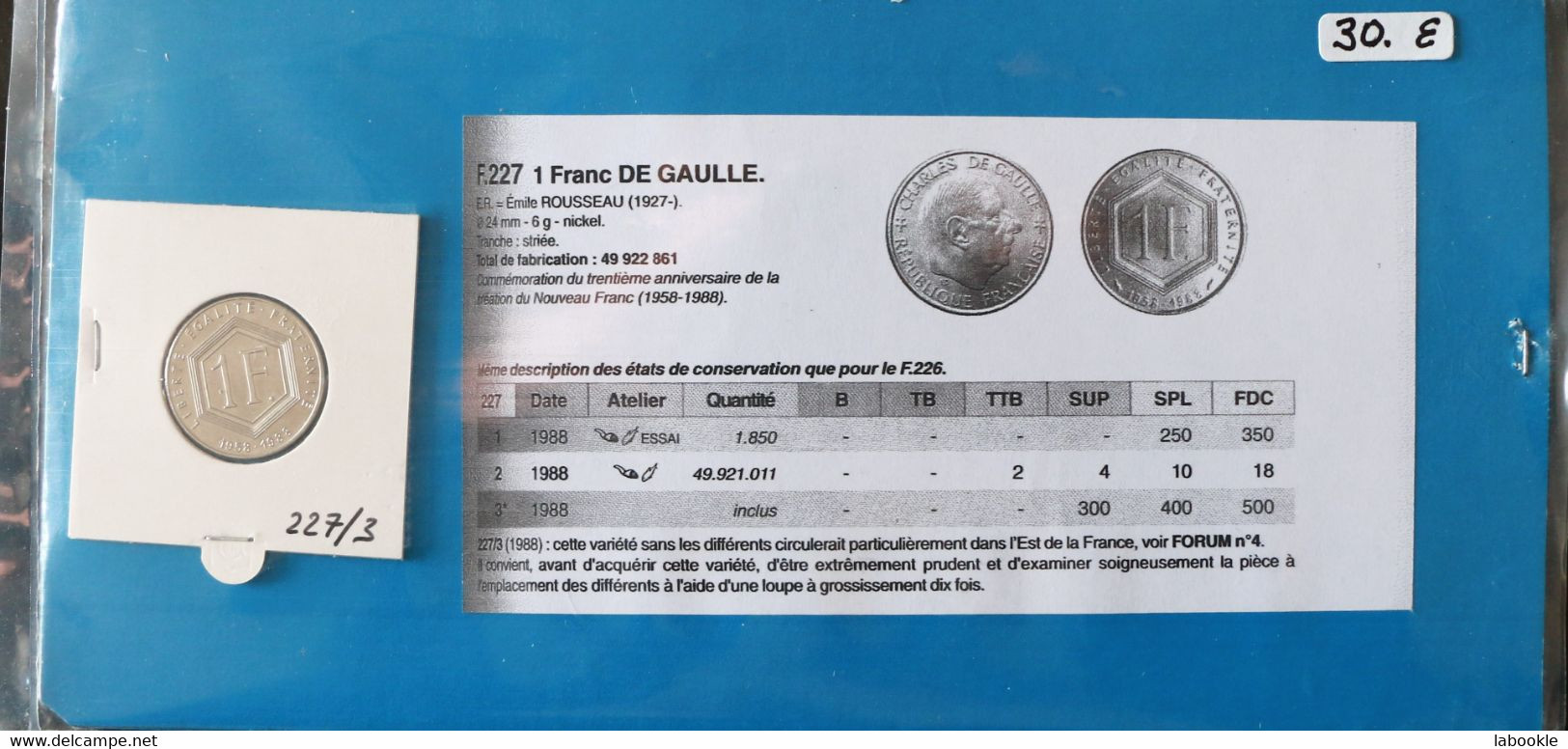1 Franc De Gaulle Sans Différents - Commémoratives