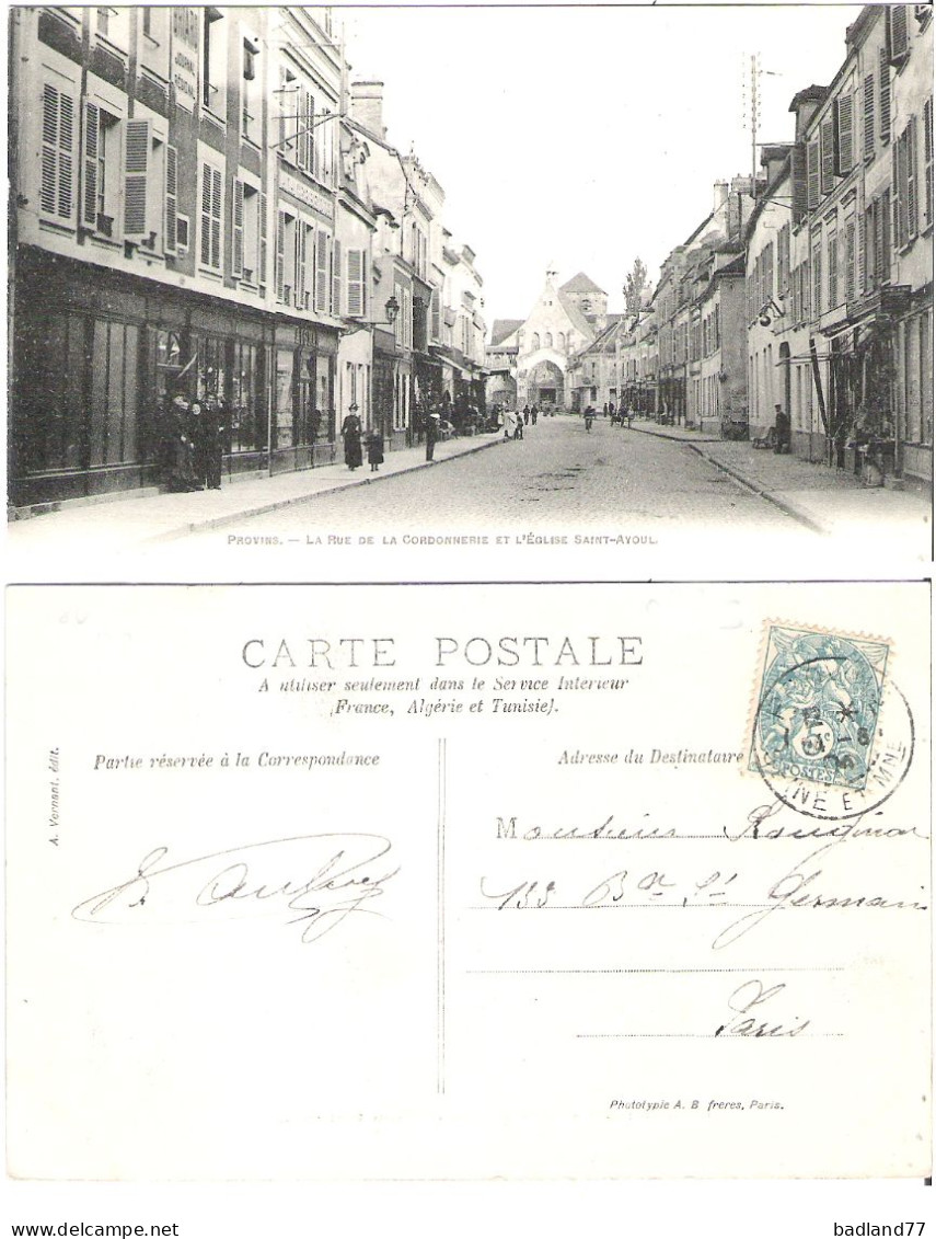 77 - PROVINS -La Rue De La Cordonnerie Et L Eglise Saint-Ayoul (belle Carte-animée) - Provins