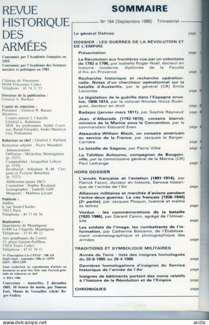 Revue Historique Des Armées    N°3 1986 - History