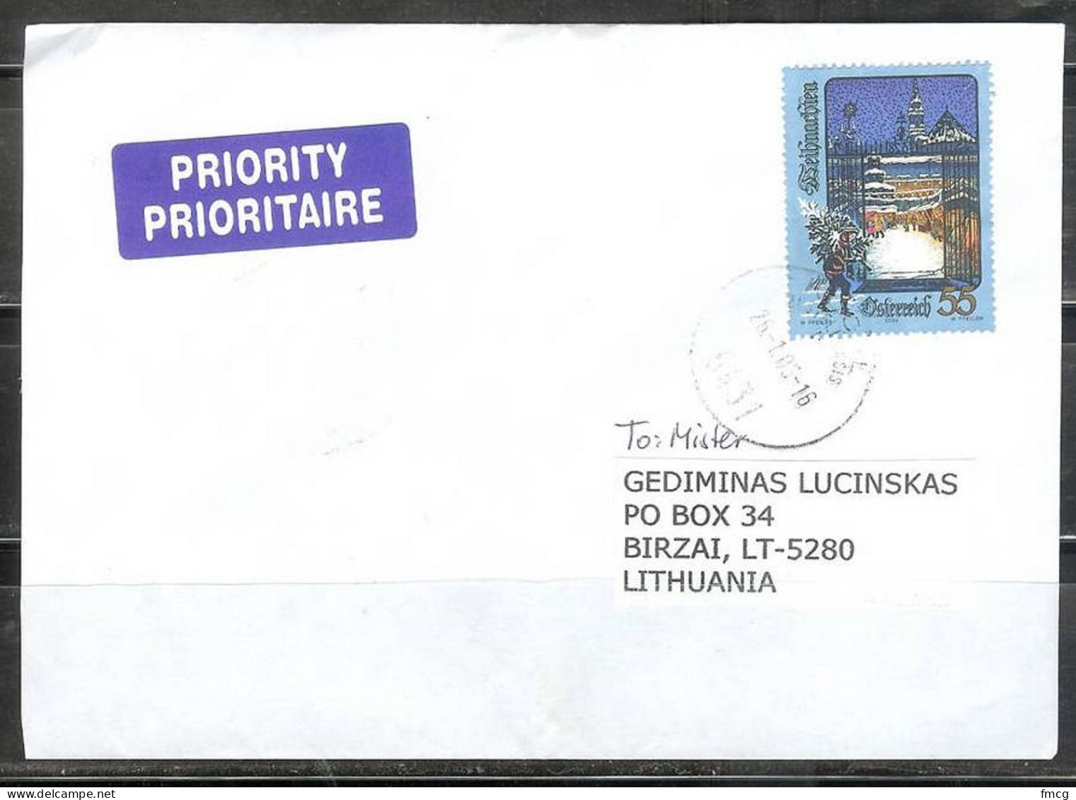 2004 55c Christmas On Cover To Lithuania - Briefe U. Dokumente