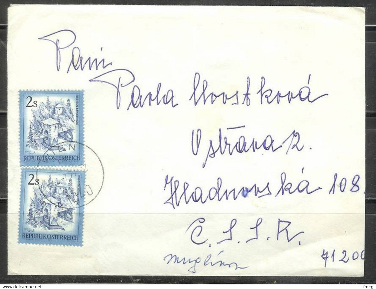 1977 - Two 2-shilling Iron Bridge To Czechoslovakia - Lettres & Documents