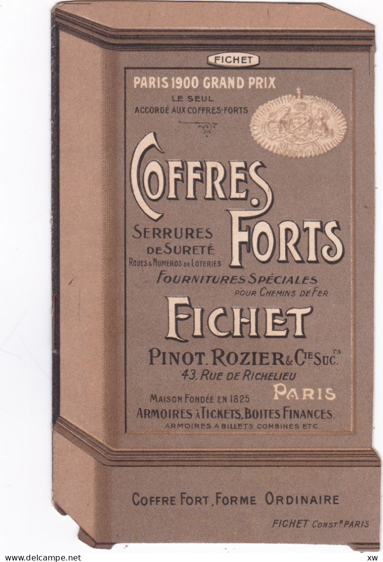 Petit Livret Publicitaire En Forme De Coffre-fort -FICHET-PARIS 1900 Le Seul Accordé Aux Coffres Forts 1900/20 -19-05-24 - Autres & Non Classés