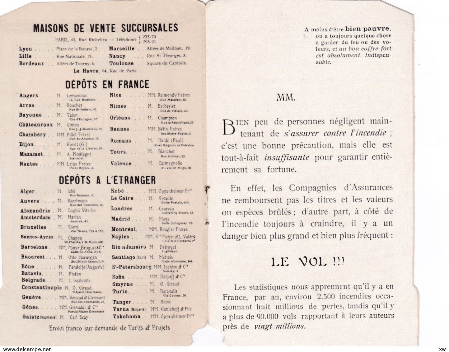 Petit Livret Publicitaire En Forme De Coffre-fort -FICHET-PARIS 1900 Le Seul Accordé Aux Coffres Forts 1900/20 -19-05-24 - Other & Unclassified