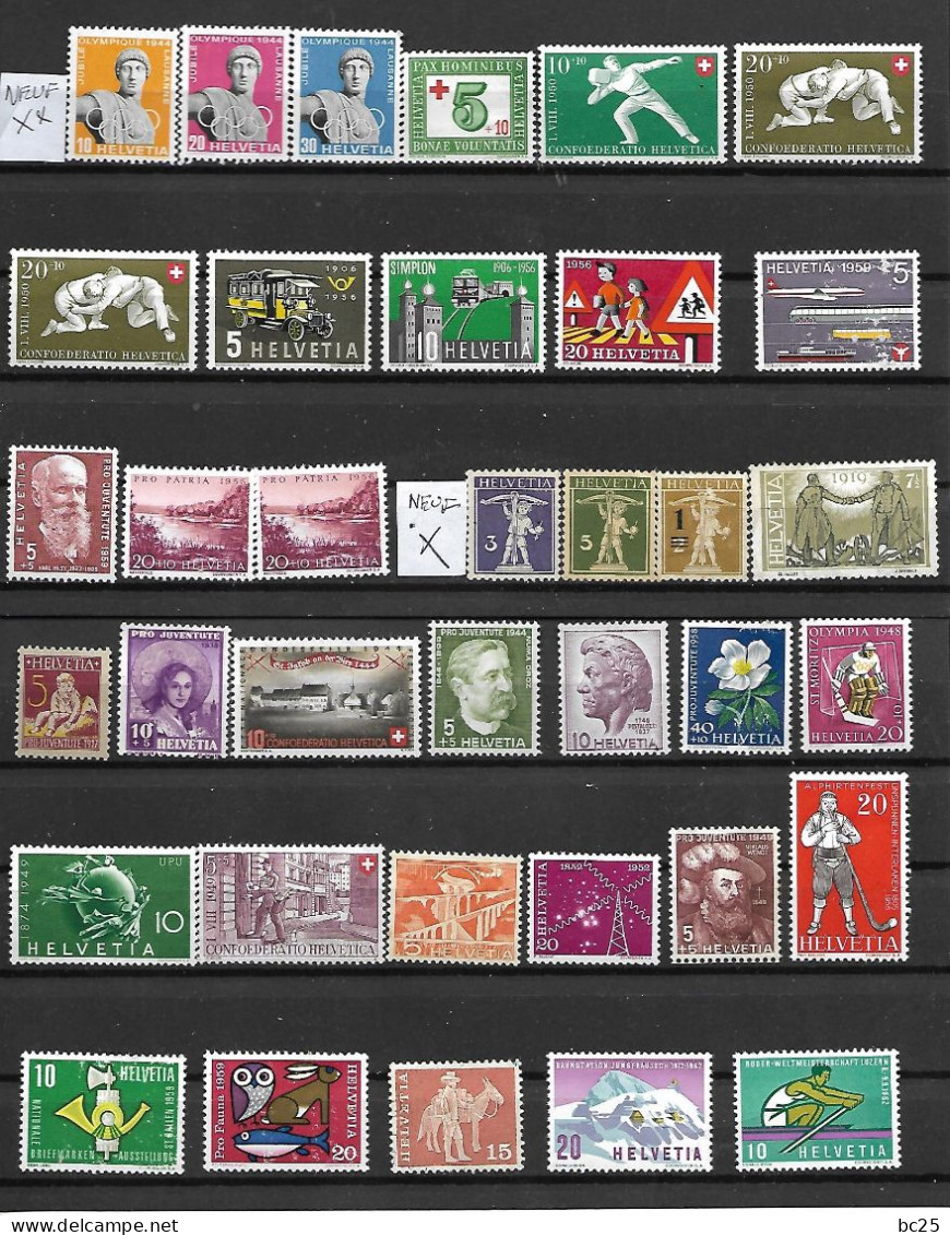 SUISSE - 42 TRES BEAUX TIMBRES DONT 14 NEUFS * *  ET 28 NEUFS * ENCORE EN SERVICE - DEPUIS 1909-VOIR 2 SCANS - Other & Unclassified