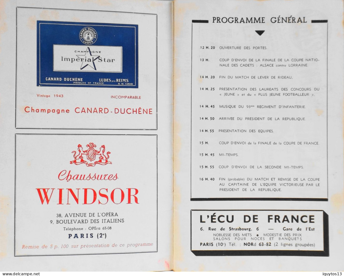 RARE Programme De FINALE De La COUPE De FRANCE Au Stade Colombes Le 6 Mai 1951 R.C. STRASBOURG / U.S. VALENCIENNES-ANZIN - Libri