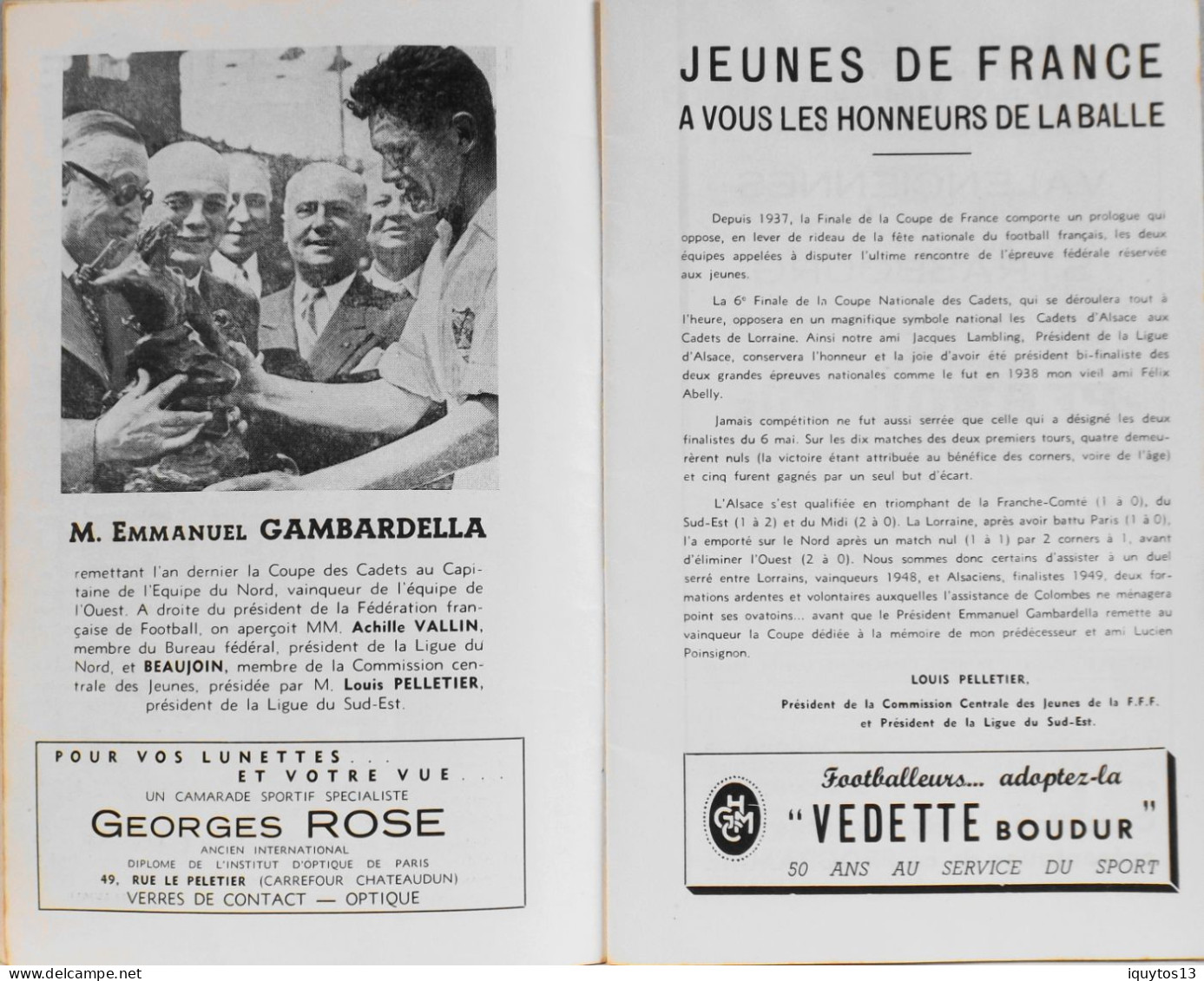 RARE Programme de FINALE de la COUPE de FRANCE au Stade Colombes le 6 Mai 1951 R.C. STRASBOURG / U.S. VALENCIENNES-ANZIN