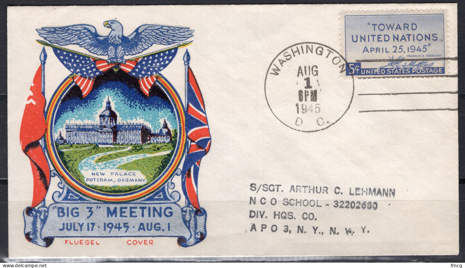 1945 Staehle Cover - World War II, Big 3 Meeting, Potsdam, Germany, Aug 1 - Storia Postale