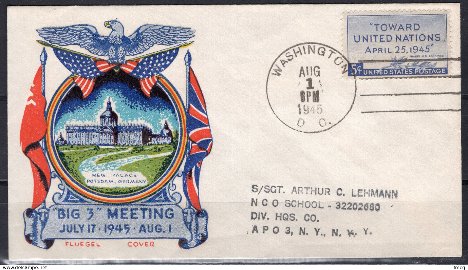 1945 Staehle Cover - World War II, Big 3 Meeting, Potsdam, Germany, Aug 1 - Briefe U. Dokumente