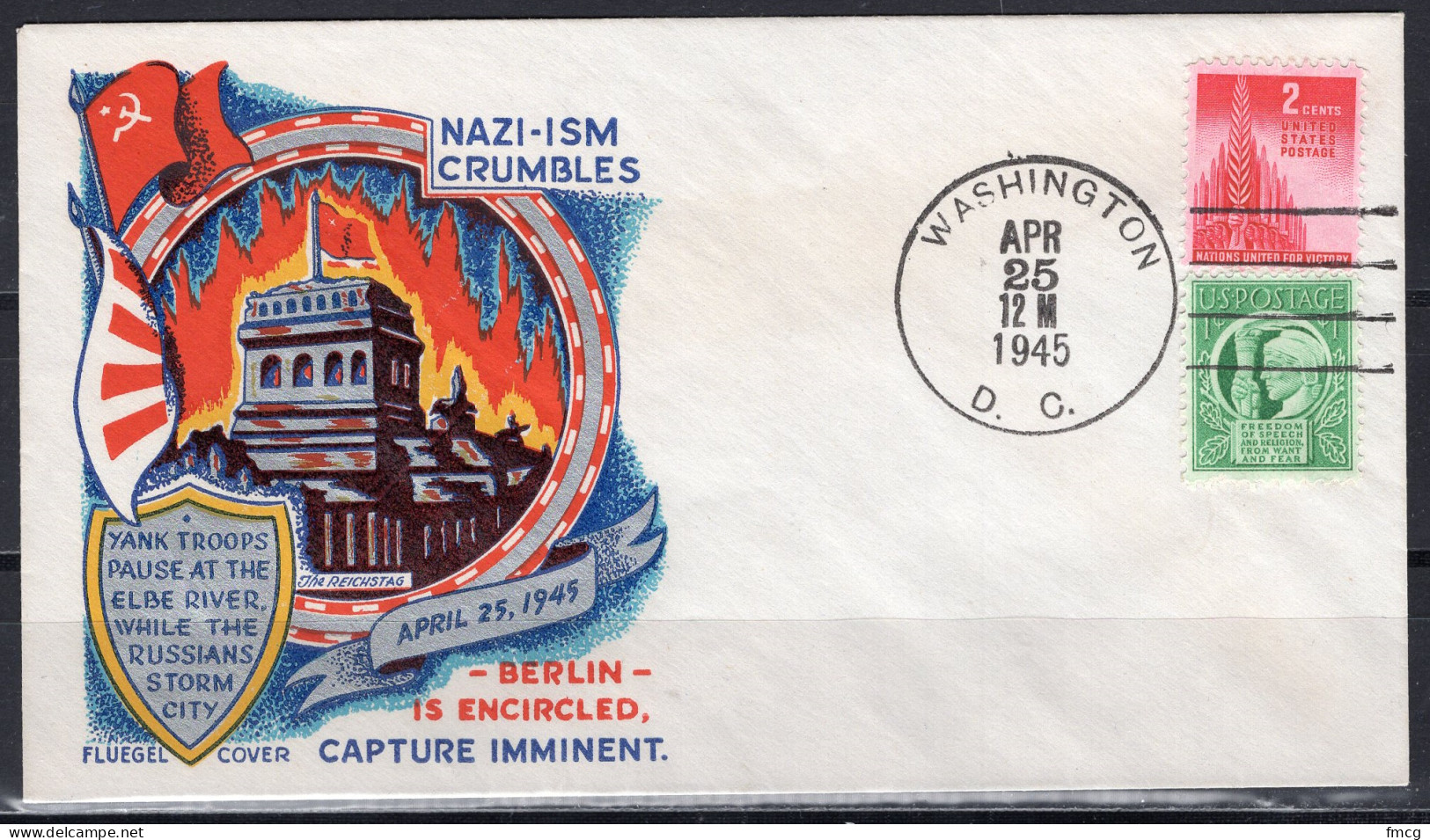 1945 Staehle Cover, World War II, Berlin Is Encircled, April 25 - Briefe U. Dokumente