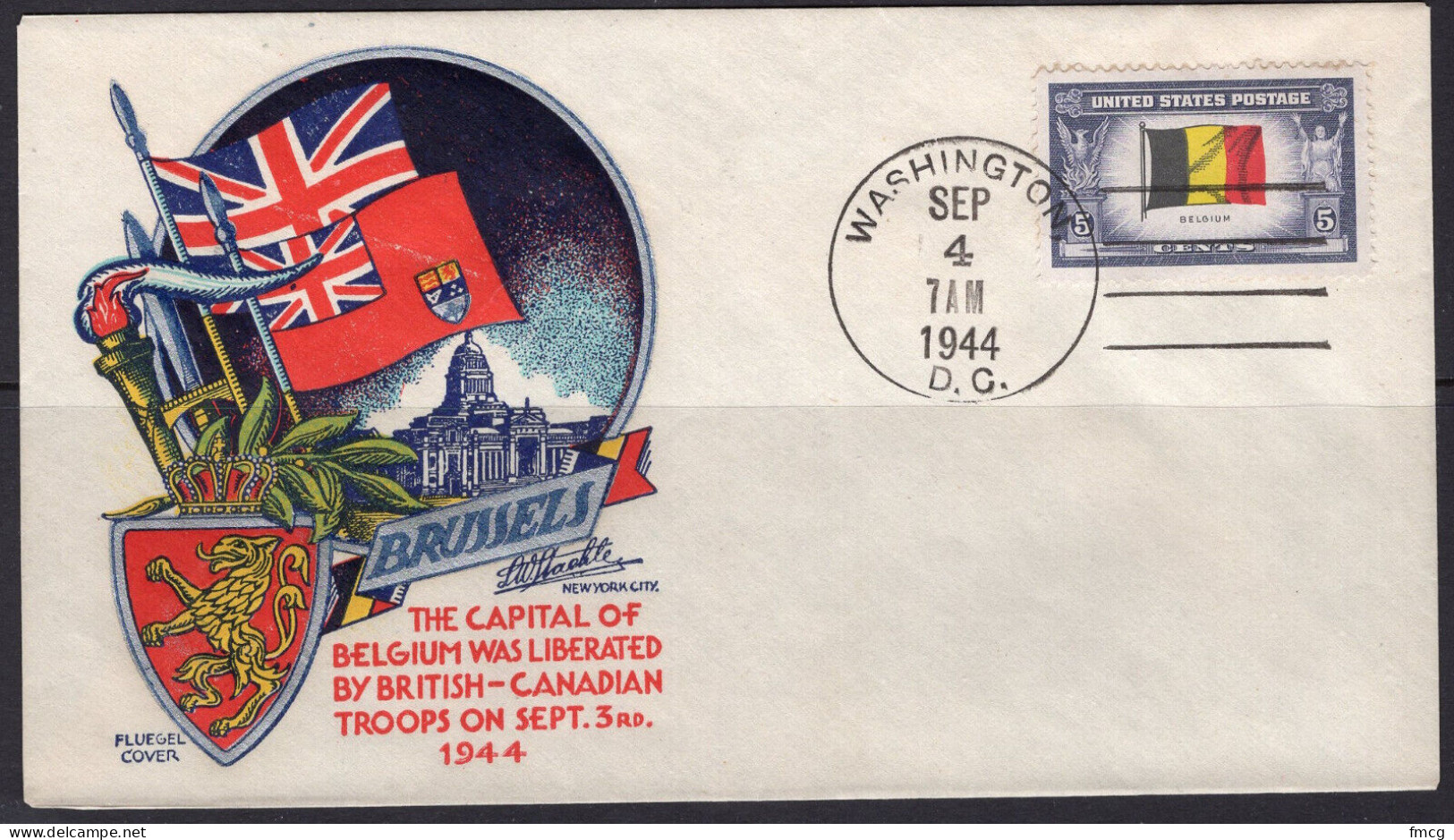 1945 Staehle Cover - World War II, Brussels Liberated, Sept 4, Washington DC - Covers & Documents