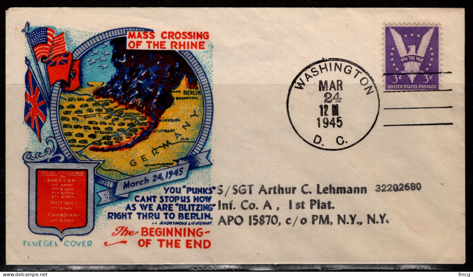 1945 Staehle Cover - World War II, Mass Crossing Of The Rhine, Mar 24 - Covers & Documents