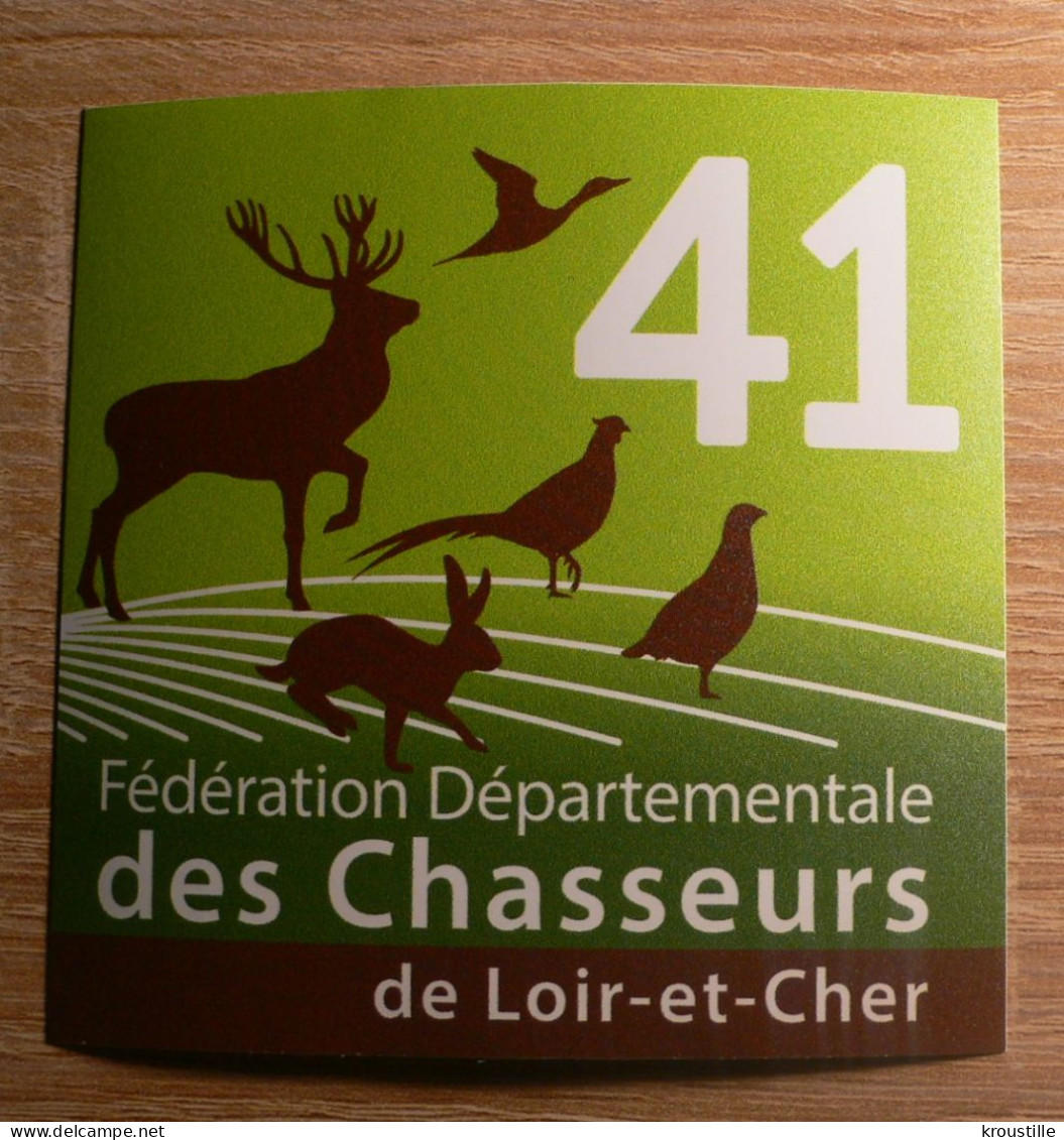 LOT DE 2 AUTOCOLLANTS FEDERATIONJ CHASSEURS 41 LOIR-ET-CHER - Adesivi