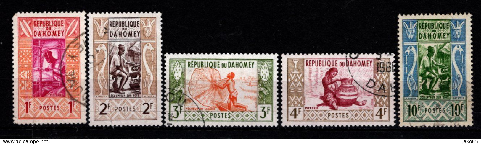 - DAHOMEY - 1961 - YT N° 159 / 162 + 164 - Oblitérés - Artisanat - Bénin – Dahomey (1960-...)