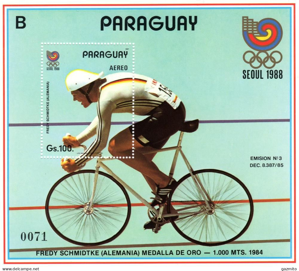 Paraguay 1988, Olympic Game In Seoul, Cycling, BF - Paraguay