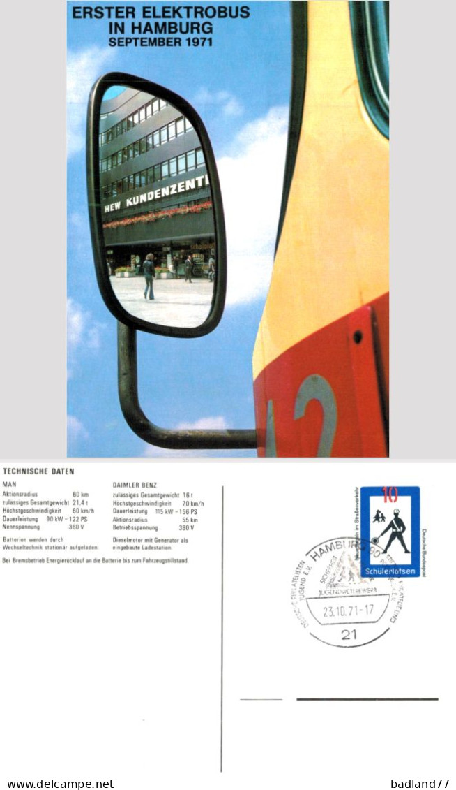 Deutsche Bundespost - Postkarte -  Electrobus In Hamburg 1971 - Other & Unclassified