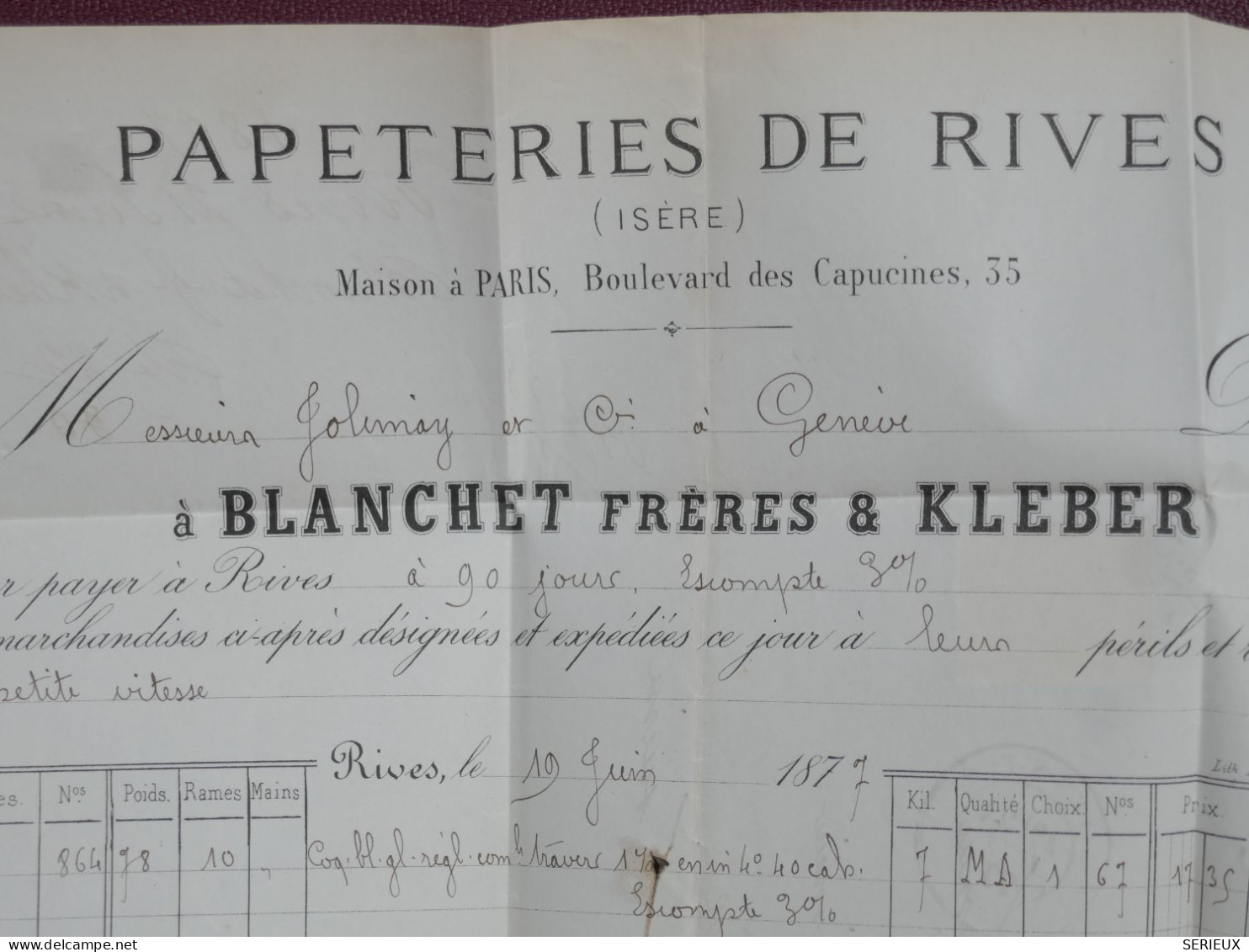 FRANCE LETTRE RR  1877  PETIT BUREAU RIVES  S FURE A GENEVE SUISSE  +SAGE 30C  + AFF. INTERESSANT. DP8 - 1877-1920: Semi-Moderne