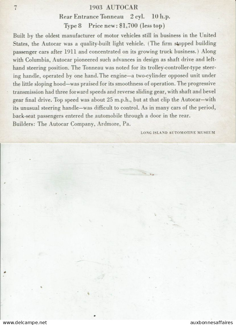 VOITURE/ 1903 AUTOCAR /7 - PKW