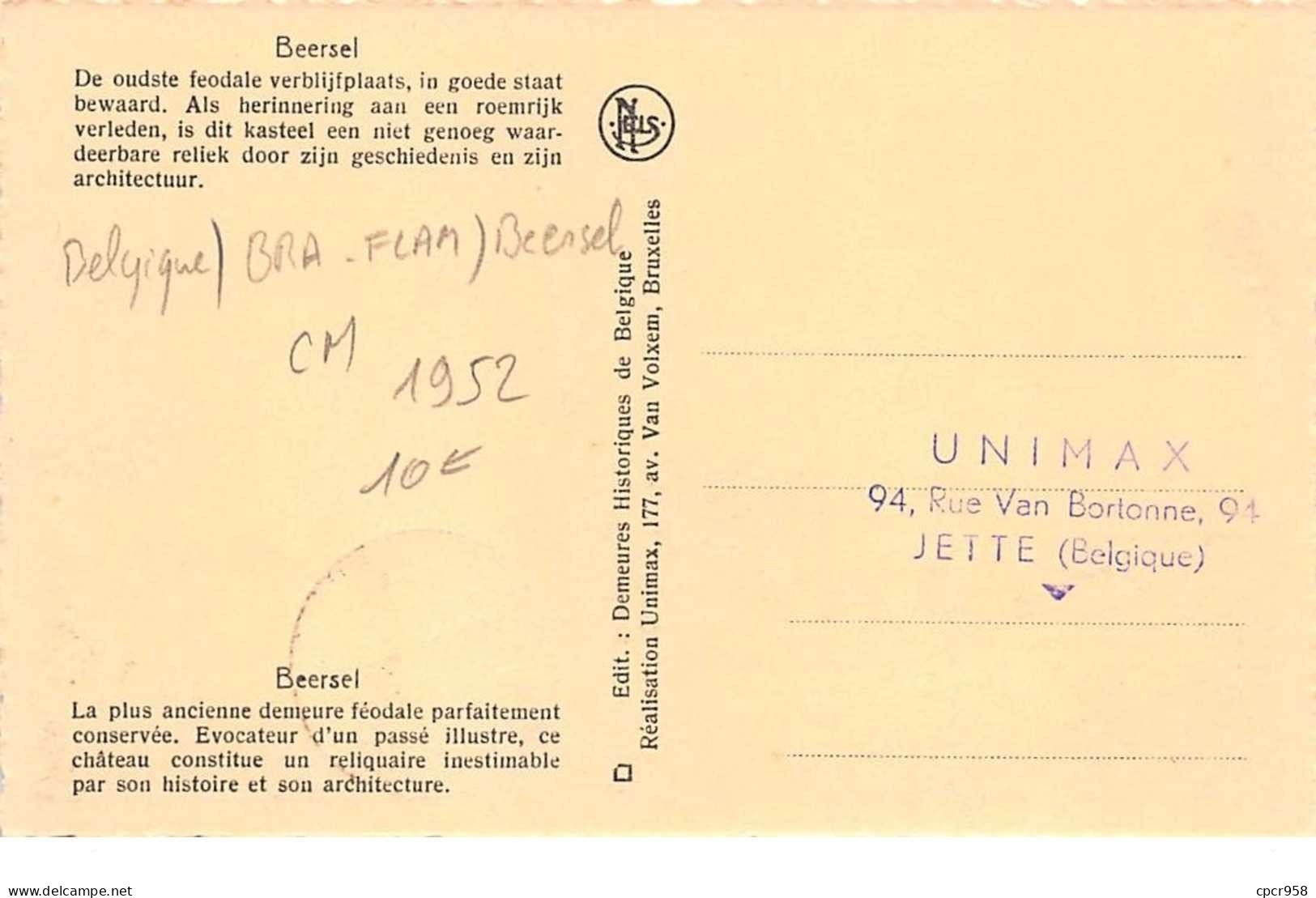 1952 - Carte Maximum - N°151289 - Belgique - Château De Berseel - Cachet - Berseel - Beersel