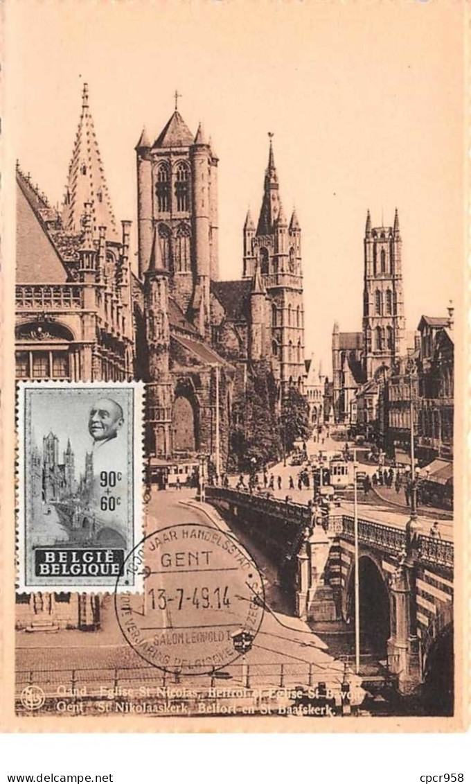 1949 - Carte Maximum - N°151288 - Belgique - église St-nicolas, Beffroi Et église St Bavon - Cachet - Gent - Gent