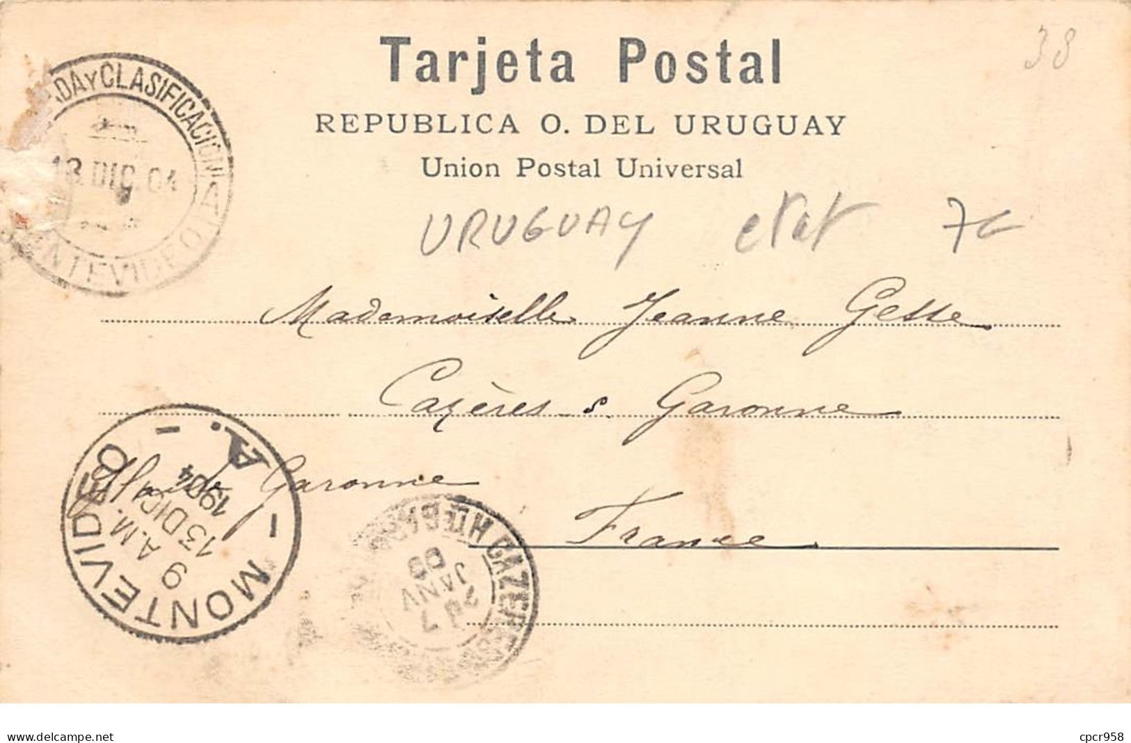 Uruguay - N°65777 - Montevideo - Carte Vendue En L'état - Uruguay