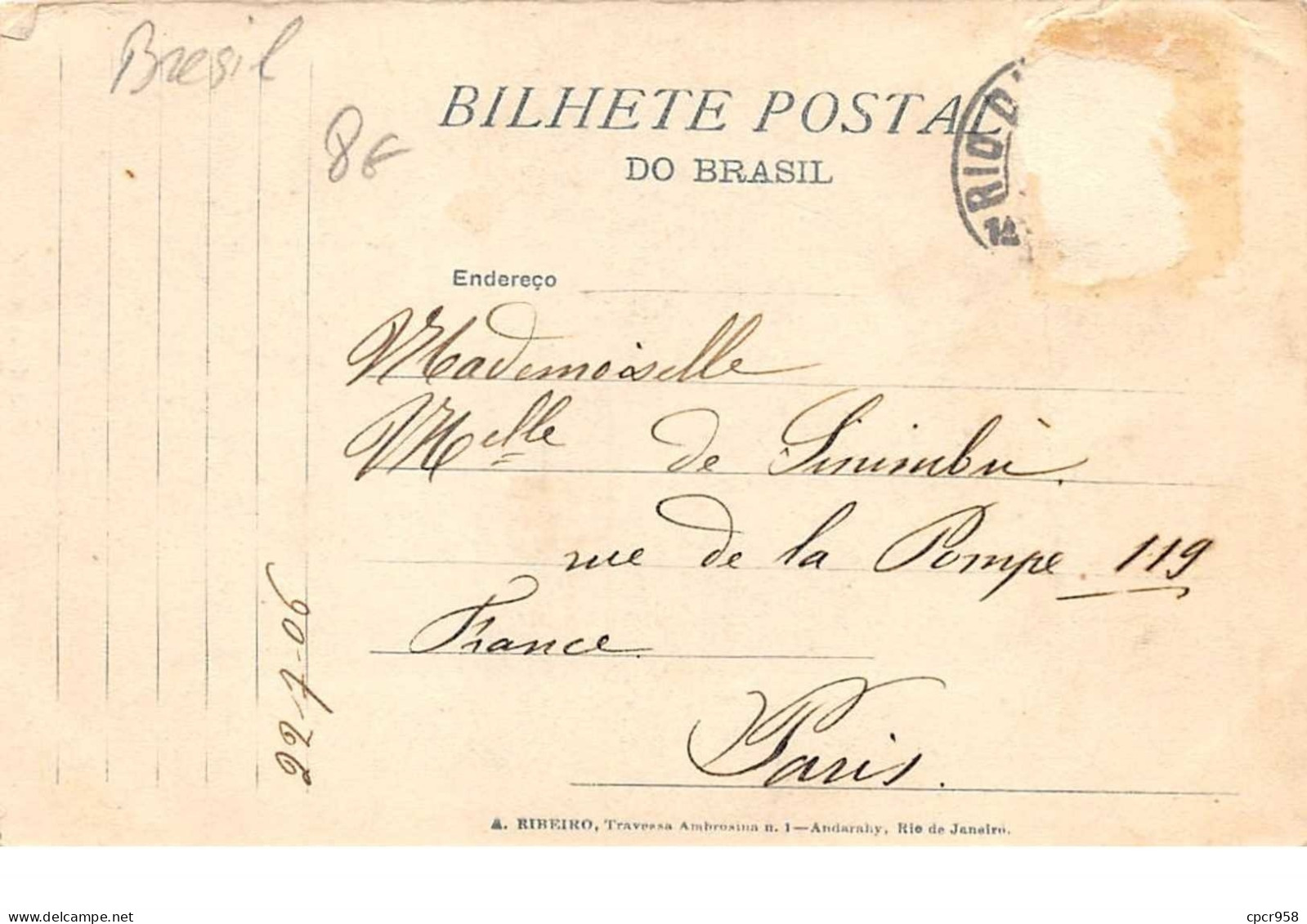 Bresil.n°59699.rio De Janeiro.avenida Central.léger Plie - Rio De Janeiro