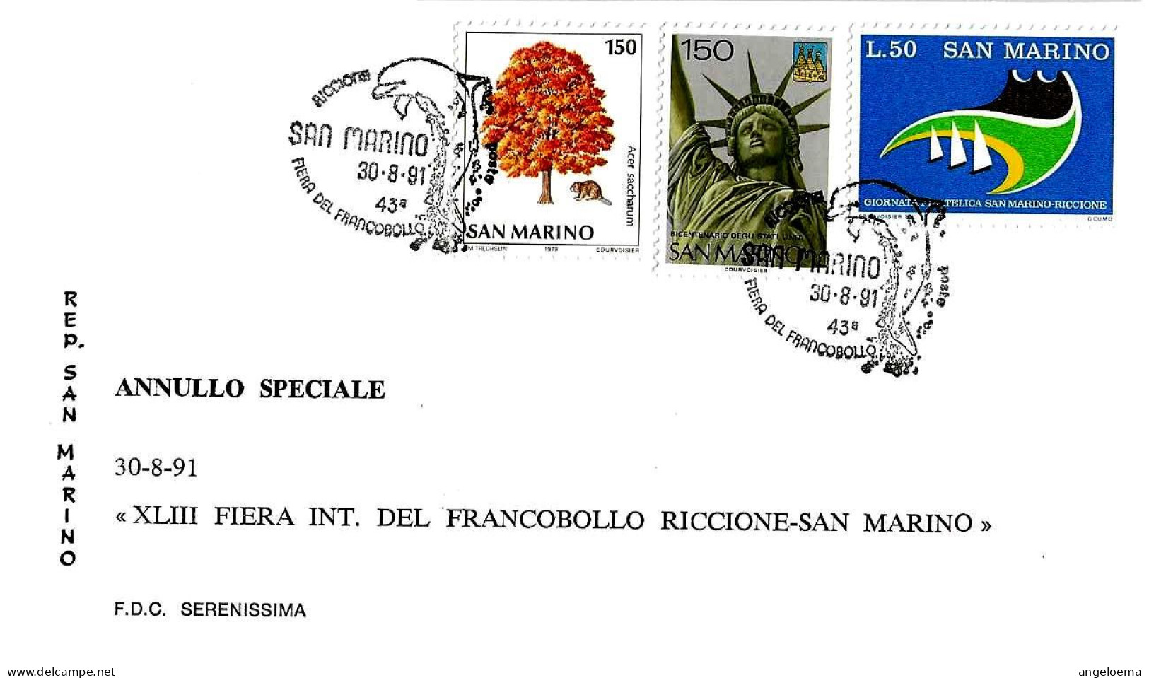 SAN MARINO - 1991 XLIII Fiera Francobollo Riccione (delfino) - 47 - Dauphins