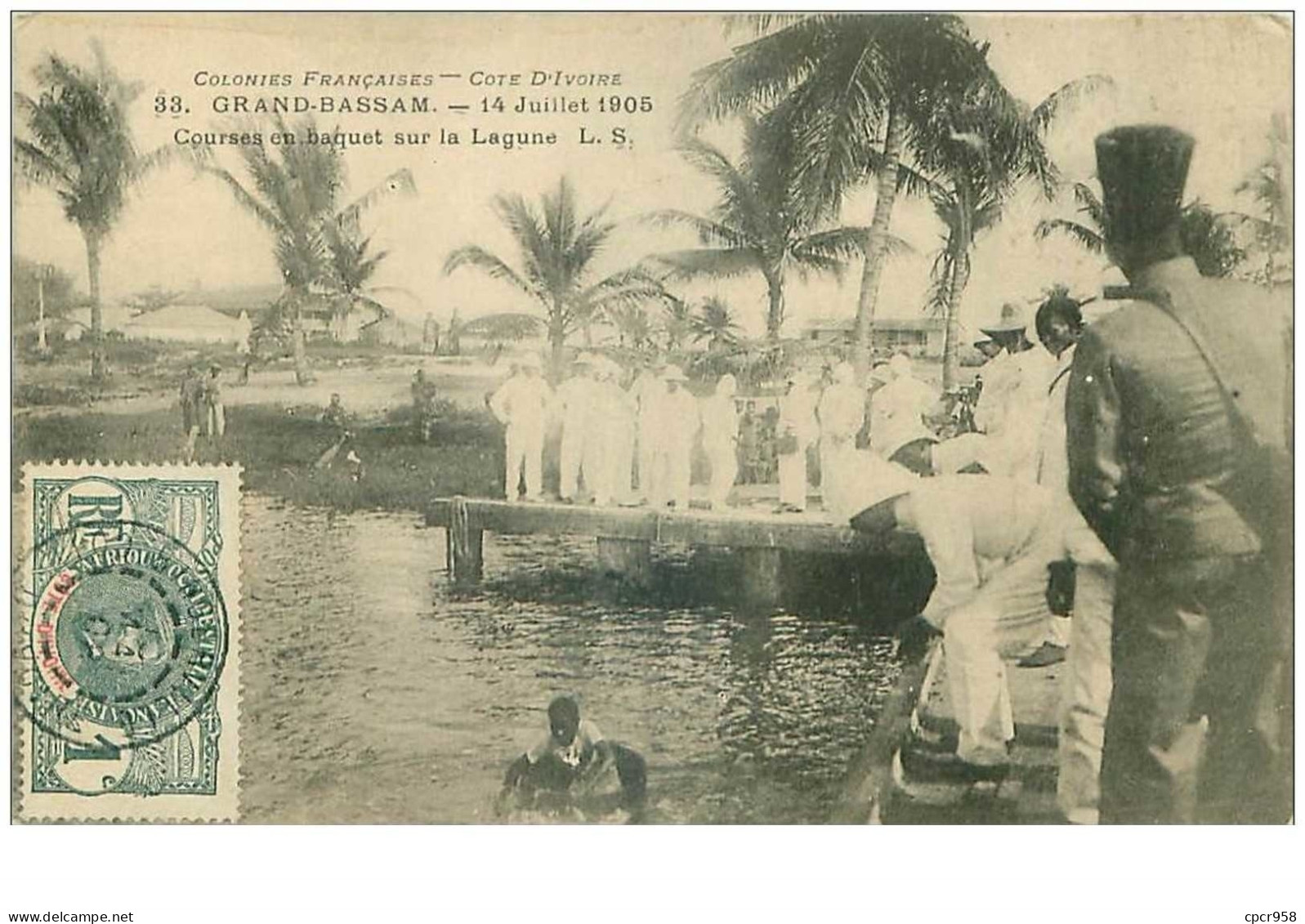 COTE D'IVOIRE.n°31154.GRAND BASSAM.14 JUILLET 1905.COURSES EN BAQUET SUR LA LAGUNE - Ivory Coast