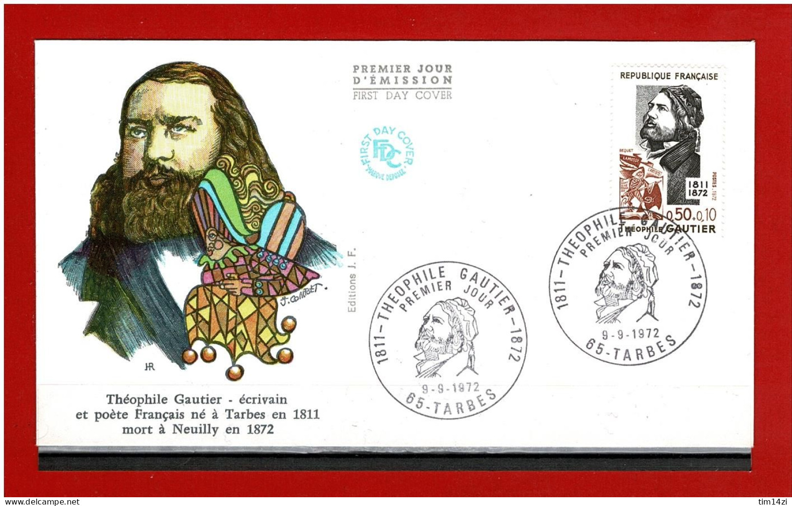 F.D.C - 1972 - N° 1728 - ENVELOPPE PREMIER JOUR - 9 - 9 - 1972 - TARBES -THEOPHILE GAUTIER - COTE : 3.00€ - 1970-1979