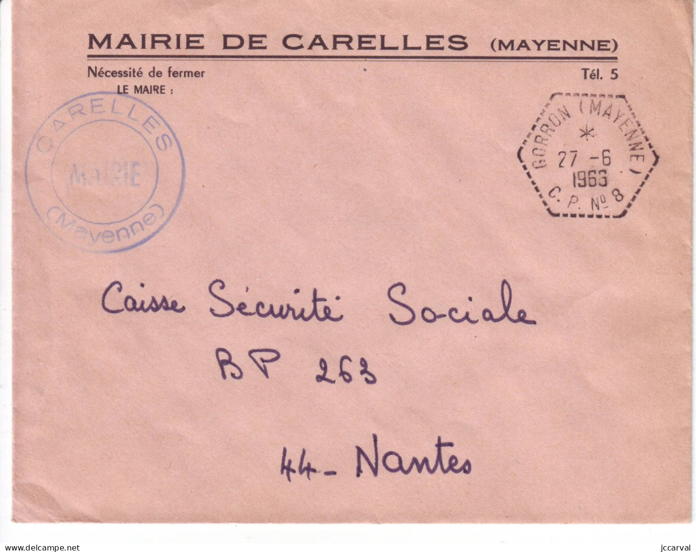 Mayenne Réseau Automobile Rural - Gorron CP N°8 - Type G7 - Carelles - Manual Postmarks