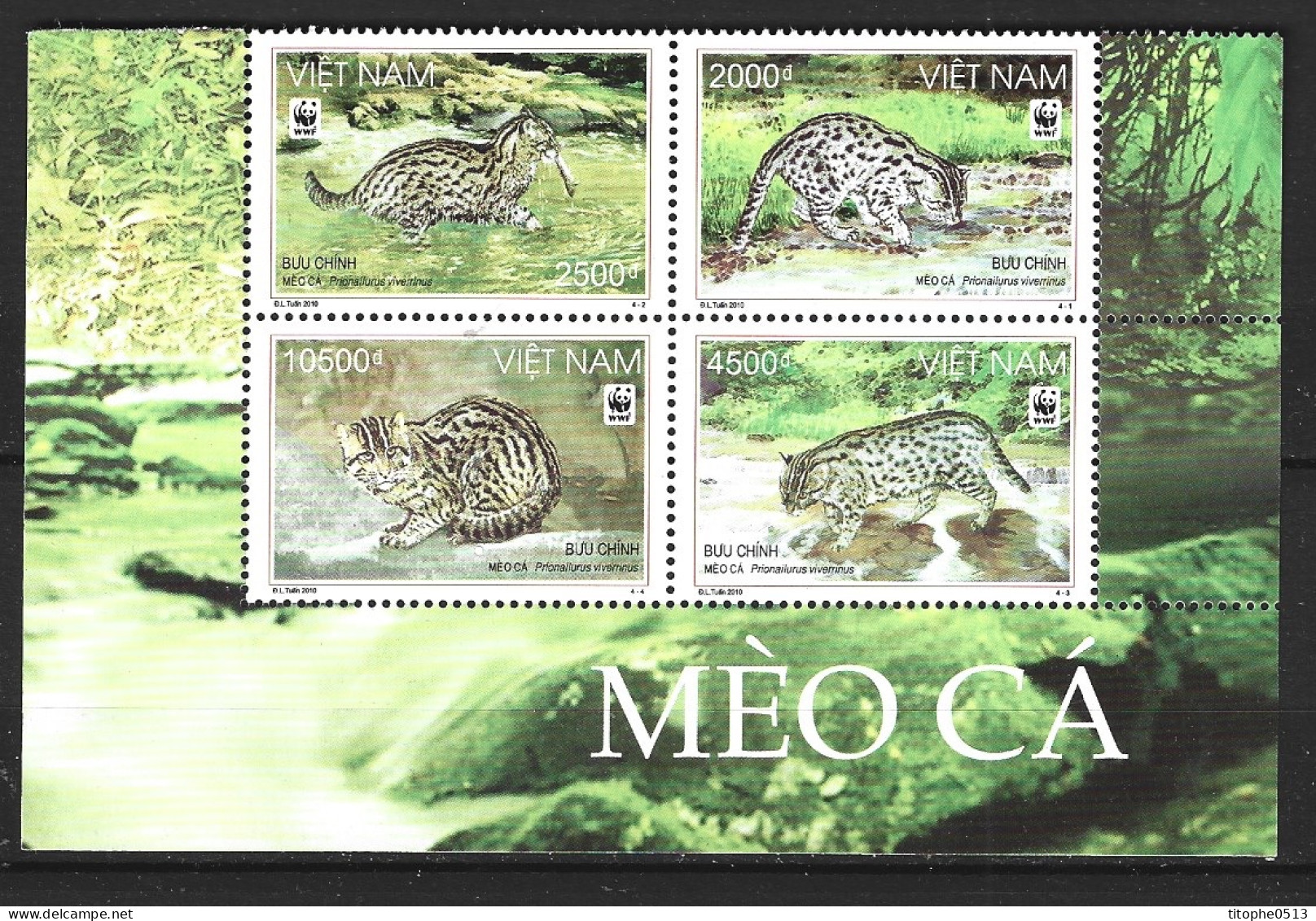 VIET NAM. N°2359-62 De 2010. WWF Chat Viverrin. - Raubkatzen