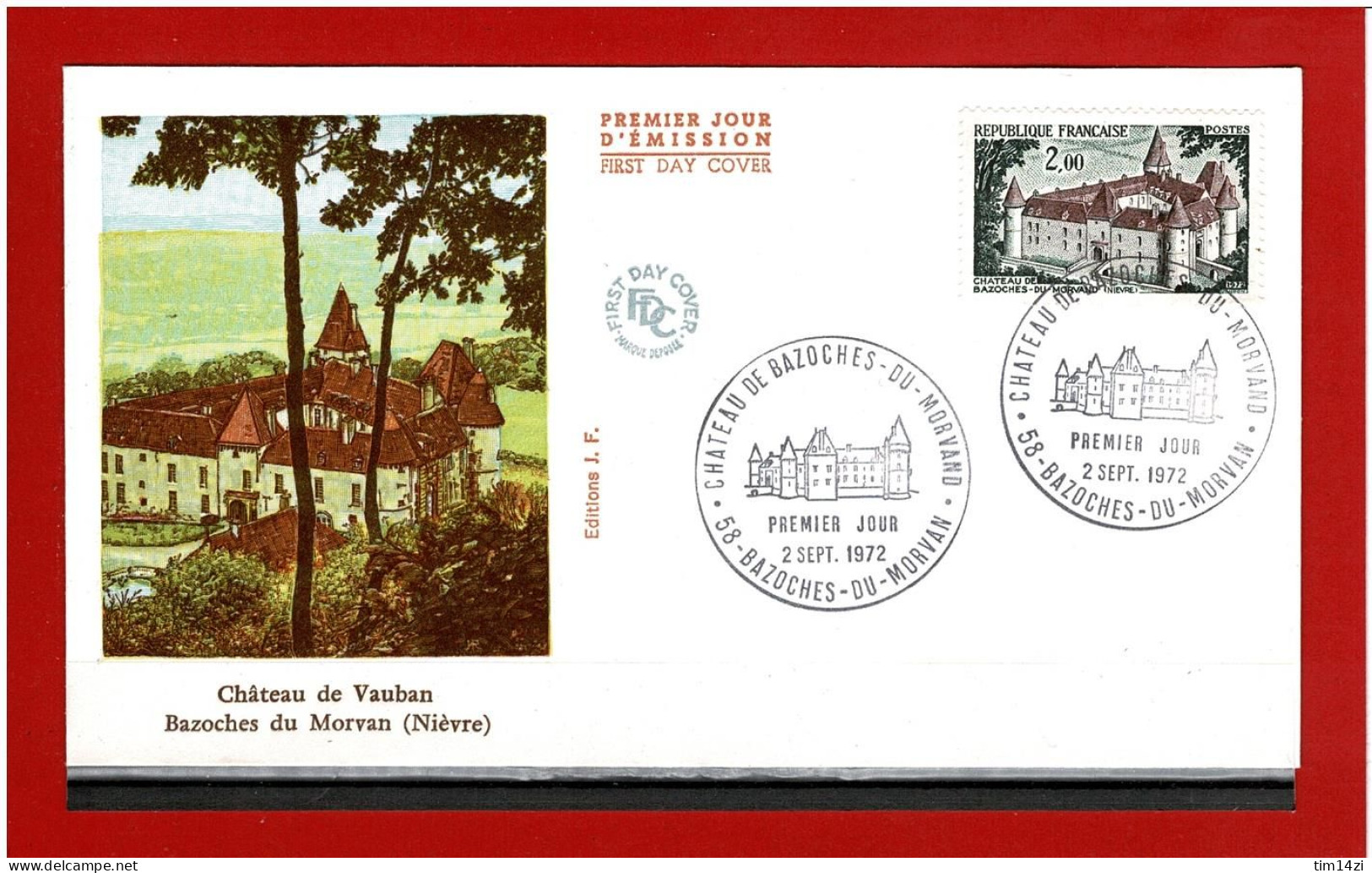 F.D.C - 1972 - N° 1726 - ENVELOPPE PREMIER JOUR - 2 SEPT. 1972 -BAZOCHES-DU-MORVAN - CHATEAU DE BAZOCHES- COTE : 2.50€ - 1970-1979