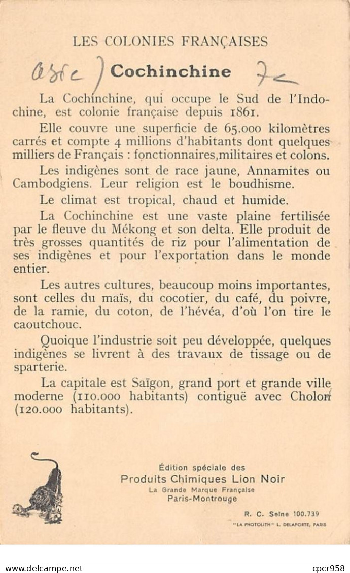 Viêt-Nam - N°68826 - Colonies Françaises La Cochinchine - Edition Spéciale Des Produits Chimiques Lion Noir - Vietnam