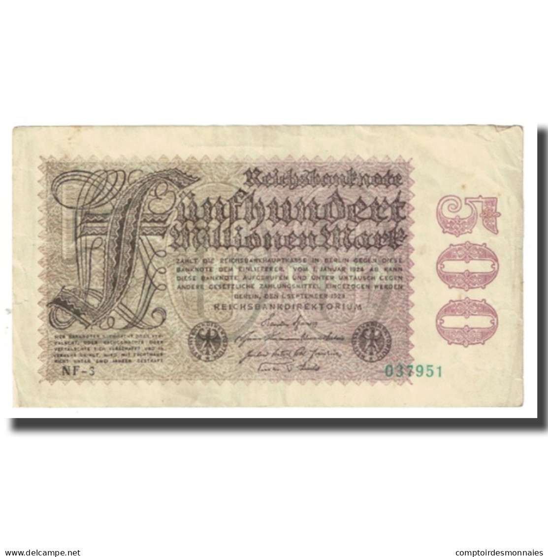 Billet, Allemagne, 500 Millionen Mark, 1923, 1923-09-01, KM:110a, TTB - 500 Millionen Mark