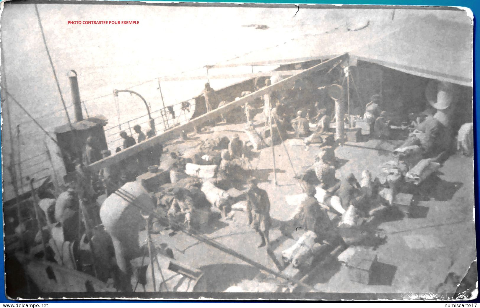 Cpa Carte Photo, Pont D'un Navire, Arab Coolies At Breakfast - Voir Description - Other & Unclassified