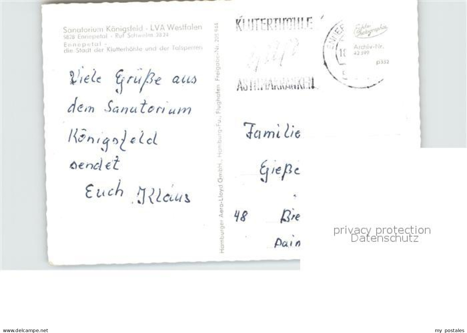 72510753 Ennepetal Sanatorium Koenigsfeld LVA Westfalen Fliegeraufnahme Ennepeta - Ennepetal