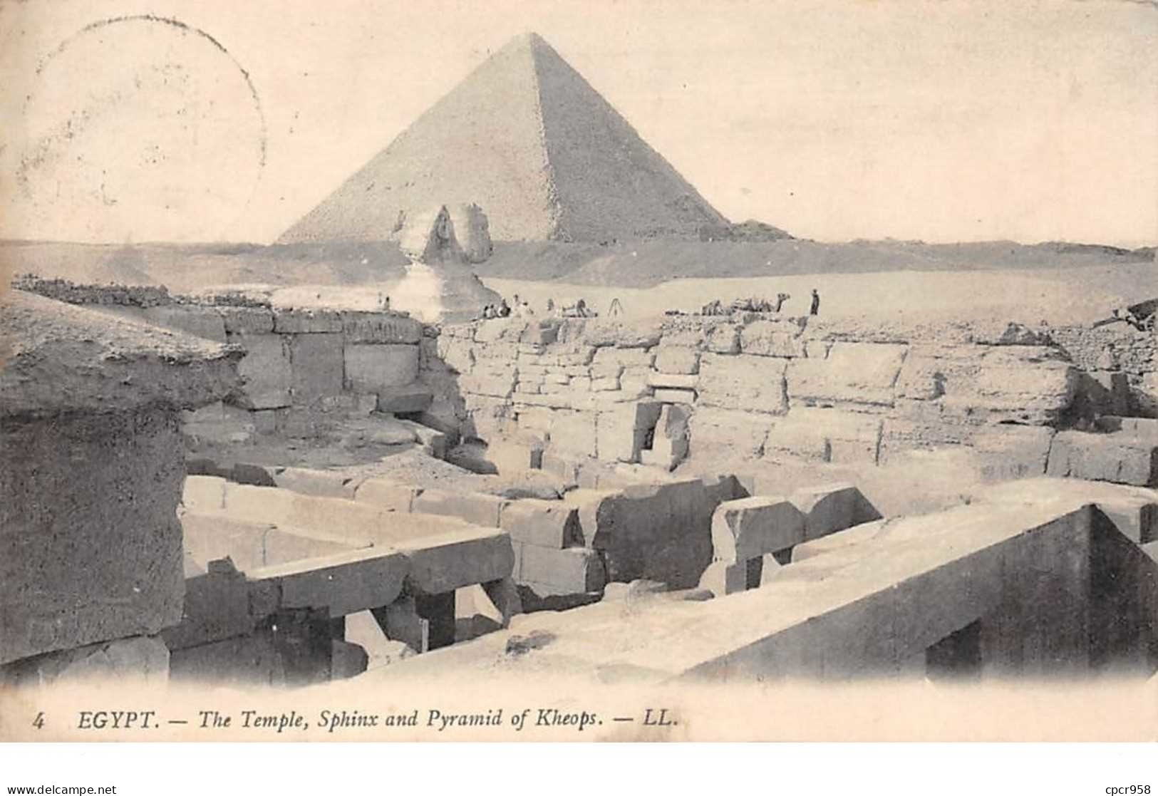 Egypte . N°104154 .carte Postale Maximum .le Temple .sphinx Et Pyramide De Kheops . - Sphynx