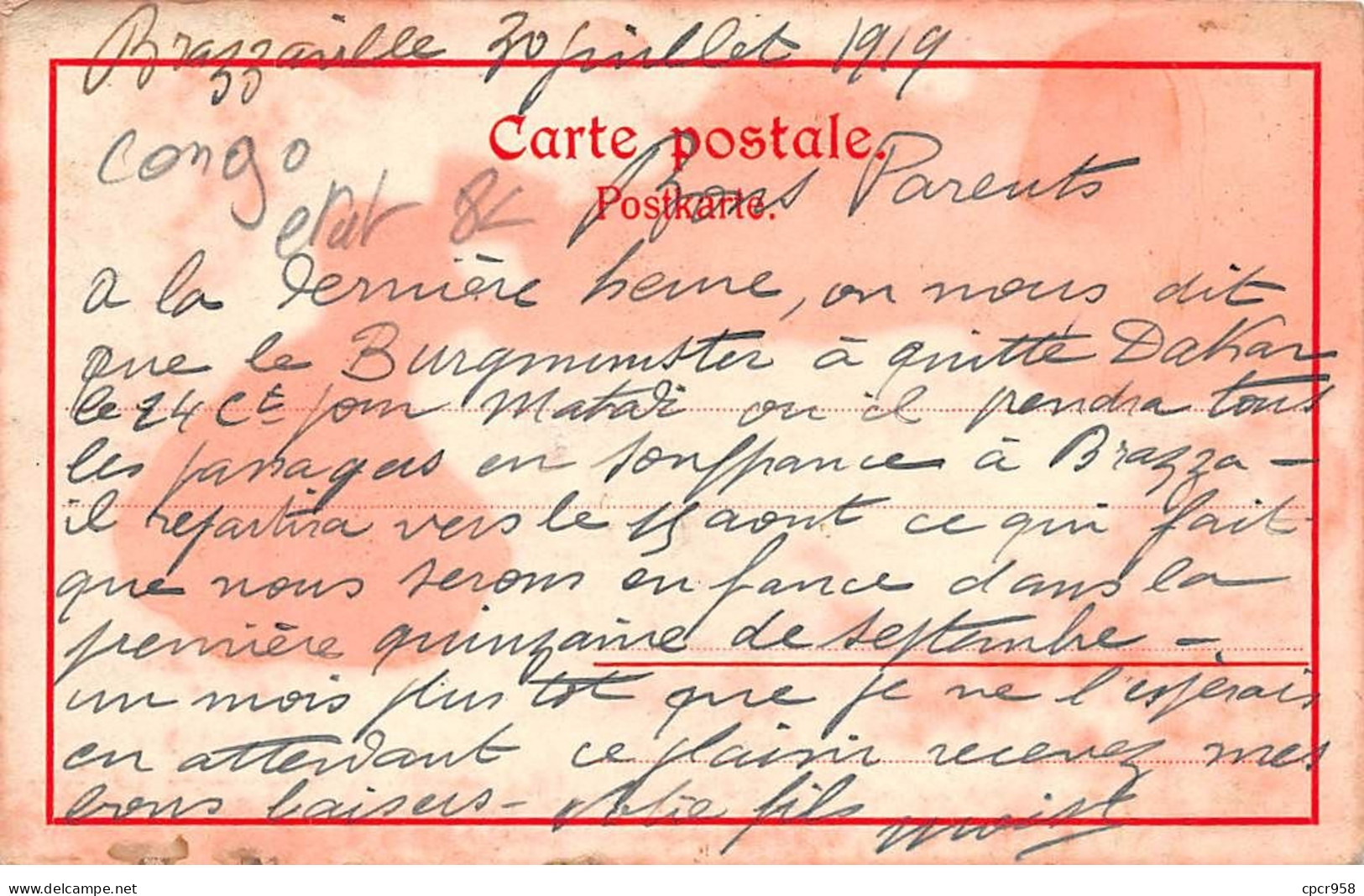 Congo - N°71764 - Caoutchouc à Vendre - Carte Vendue En L'état - Other & Unclassified