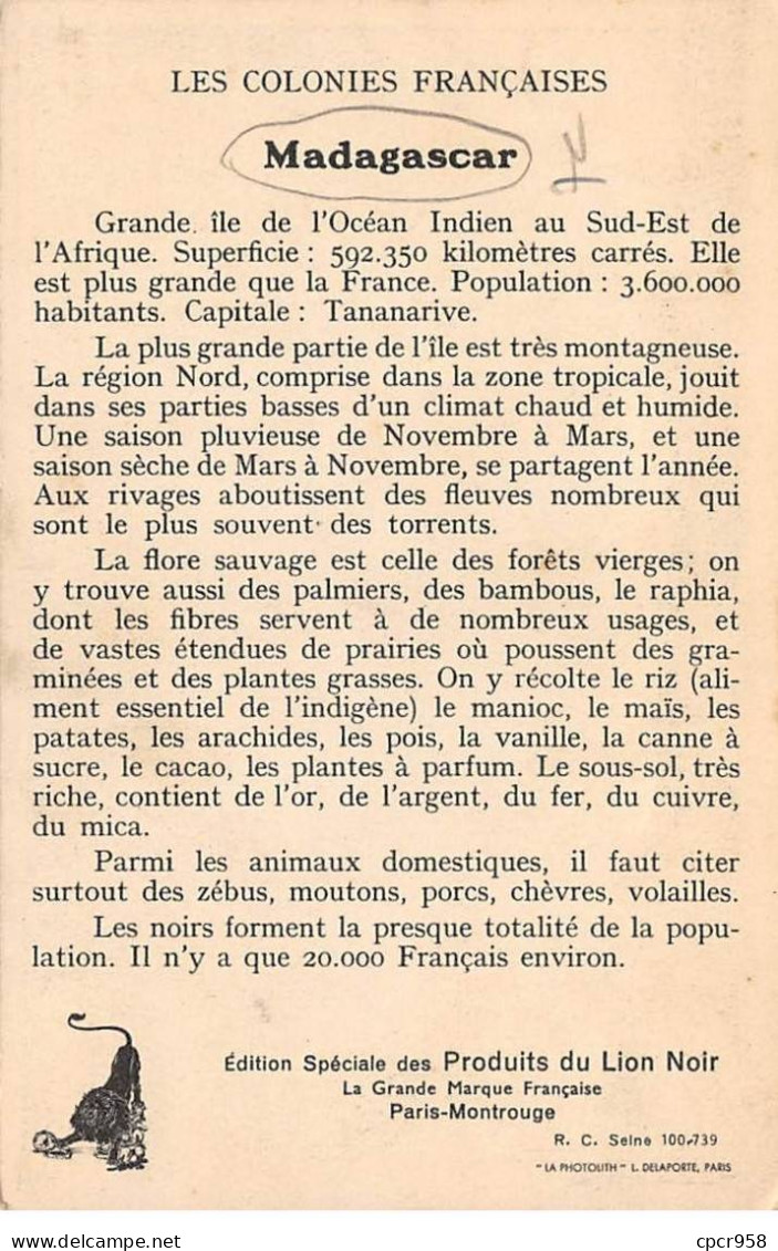Madagascar - N°80005 - Colonies Françaises MADAGASCAR - Edition Spéciale Des Produits Du Lion Noir - Madagascar