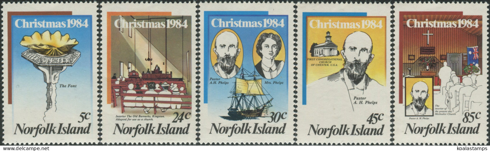 Norfolk Island 1984 SG347-351 Christmas Methodist Set MNH - Isola Norfolk