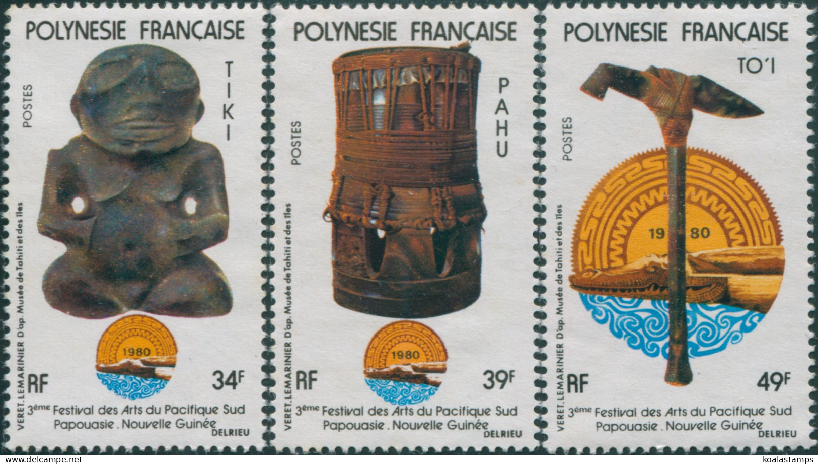 French Polynesia 1980 Sc#334-336,SG325-327 Arts Festival Set MNH - Andere & Zonder Classificatie