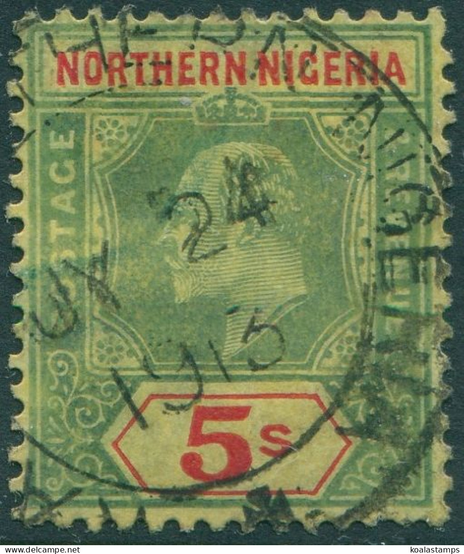 Northern Nigeria 1910 SG38 5/- Green And Red/yellow KEVII FU - Nigeria (...-1960)